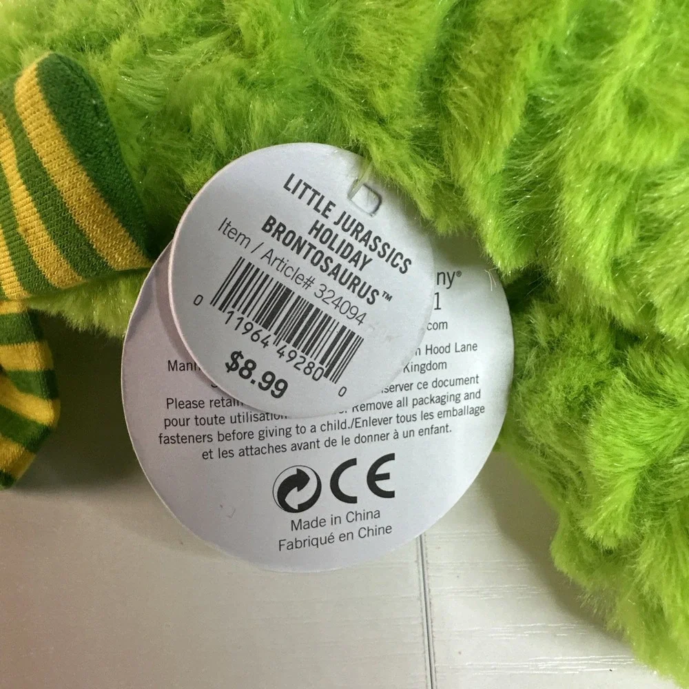 Little Jurassics Stuffed Animals-holiday Brontosaurus Manhattan Toy New